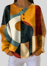 Marika™ | Bluza o strukturze wafla z geometrycznym wzorem