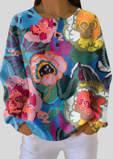 Lea™ | Bluza o strukturze wafla w kwiaty