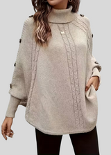 Hilda™ | Sweter w warkocze z wysokim kołnierzem