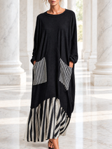 Sandra™ | Oversizowa sukienka maxi w paski patchwork