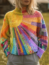 Flora™ | Sweter z wysokim kołnierzem i promienistym wzorem