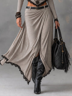 Mela™ | Komplet: drapowany top i spódnica maxi z rozcięciem