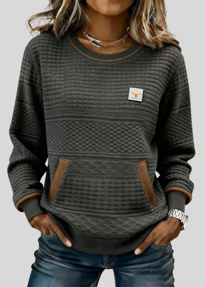 Edwarda™ | Bluza w kolorowe bloki z kieszenią kangurką
