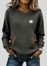 Edwarda™ | Bluza w kolorowe bloki z kieszenią kangurką
