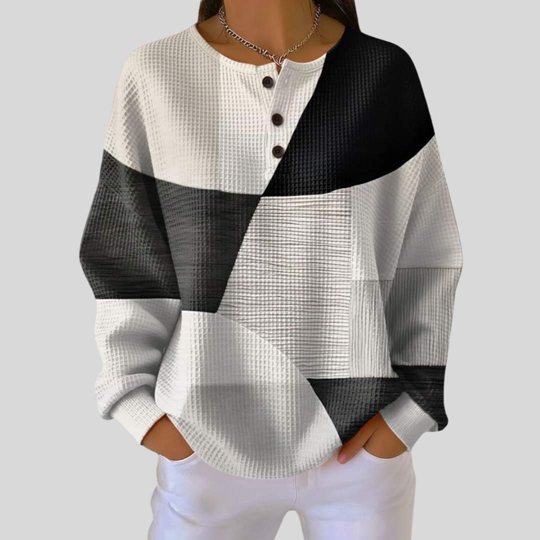 Stefania™ | Bluza o strukturze wafla z kolorowymi blokami