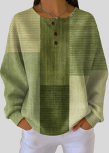 Nela™ | Zielona bluza henley o fakturze wafla