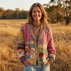 Otylia™ | Kardigan patchwork z kwiatowym wzorem boho