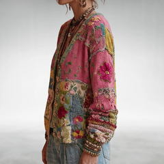 Otylia™ | Kardigan patchwork z kwiatowym wzorem boho