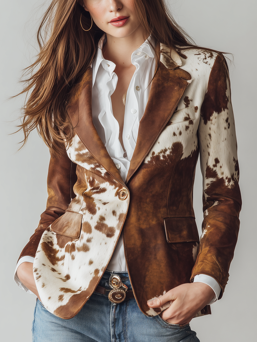 Agata™ | Żakiet vintage w krowi wzór