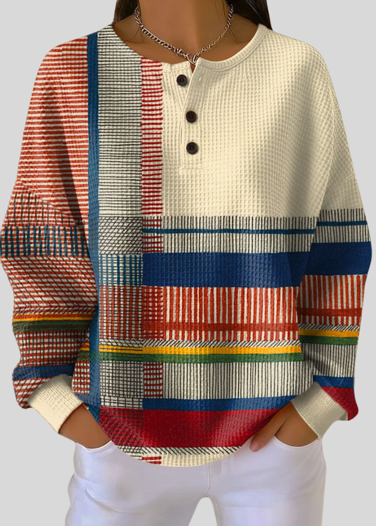 Aldona™ | Bluza henley w kolorowe paski