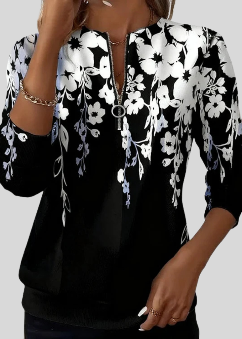 Malina™ | Bluza w kwiaty z zamkiem