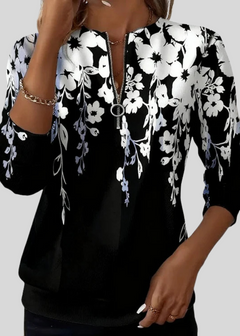 Malina™ | Bluza w kwiaty z zamkiem