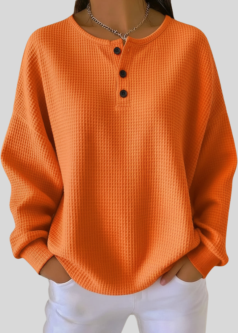 Julita™ | Bluza henley o fakturze wafla