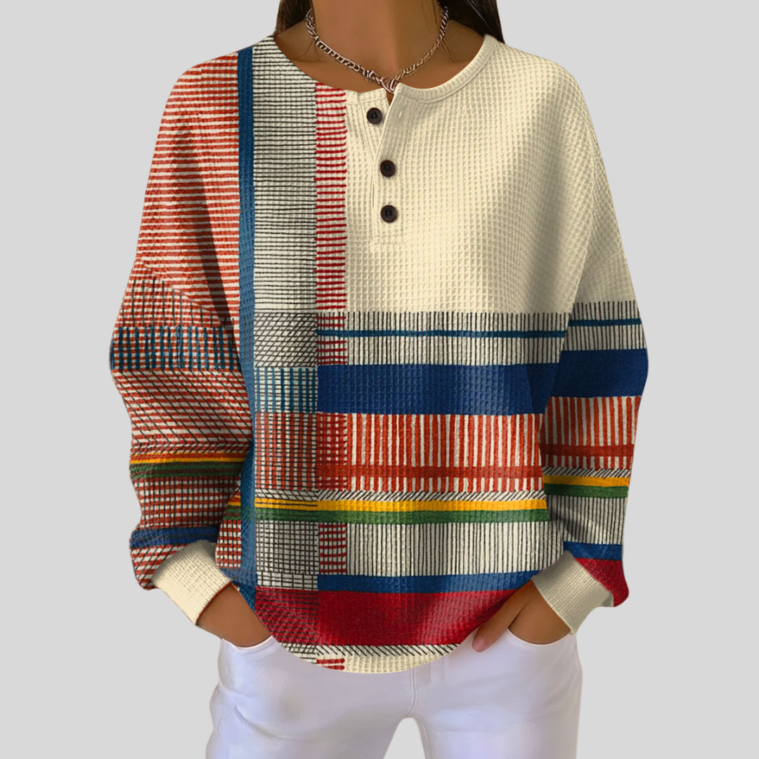 Monika™ | Bluza w kratę z guzikami