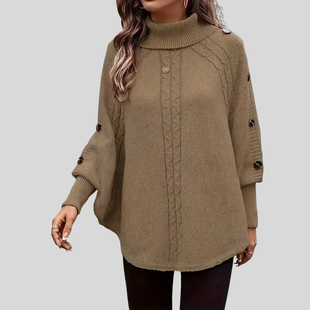 Hilda™ | Sweter w warkocze z wysokim kołnierzem