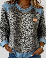 Emma™ | Sweter w panterkę z jeansowym kołnierzem