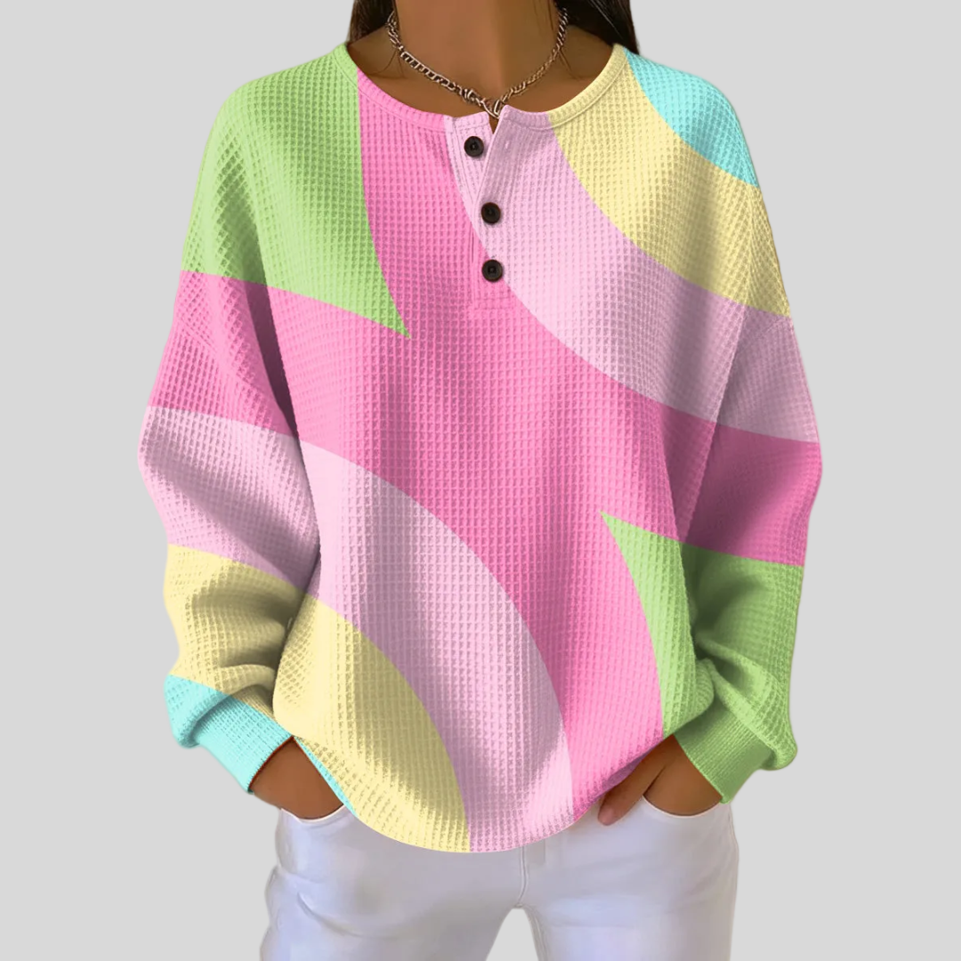 Dagmara™ | Bluza z abstrakcyjnymi kolorowymi blokami