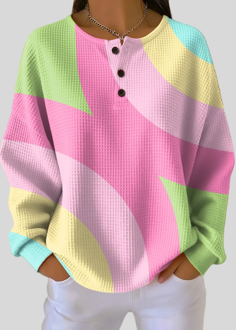 Irma™ | Bluza o strukturze wafla z nadrukiem color-block