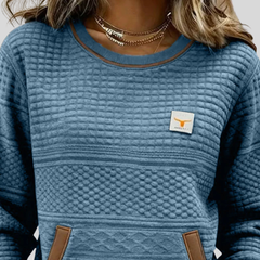 Edwarda™ | Bluza w kolorowe bloki z kieszenią kangurką
