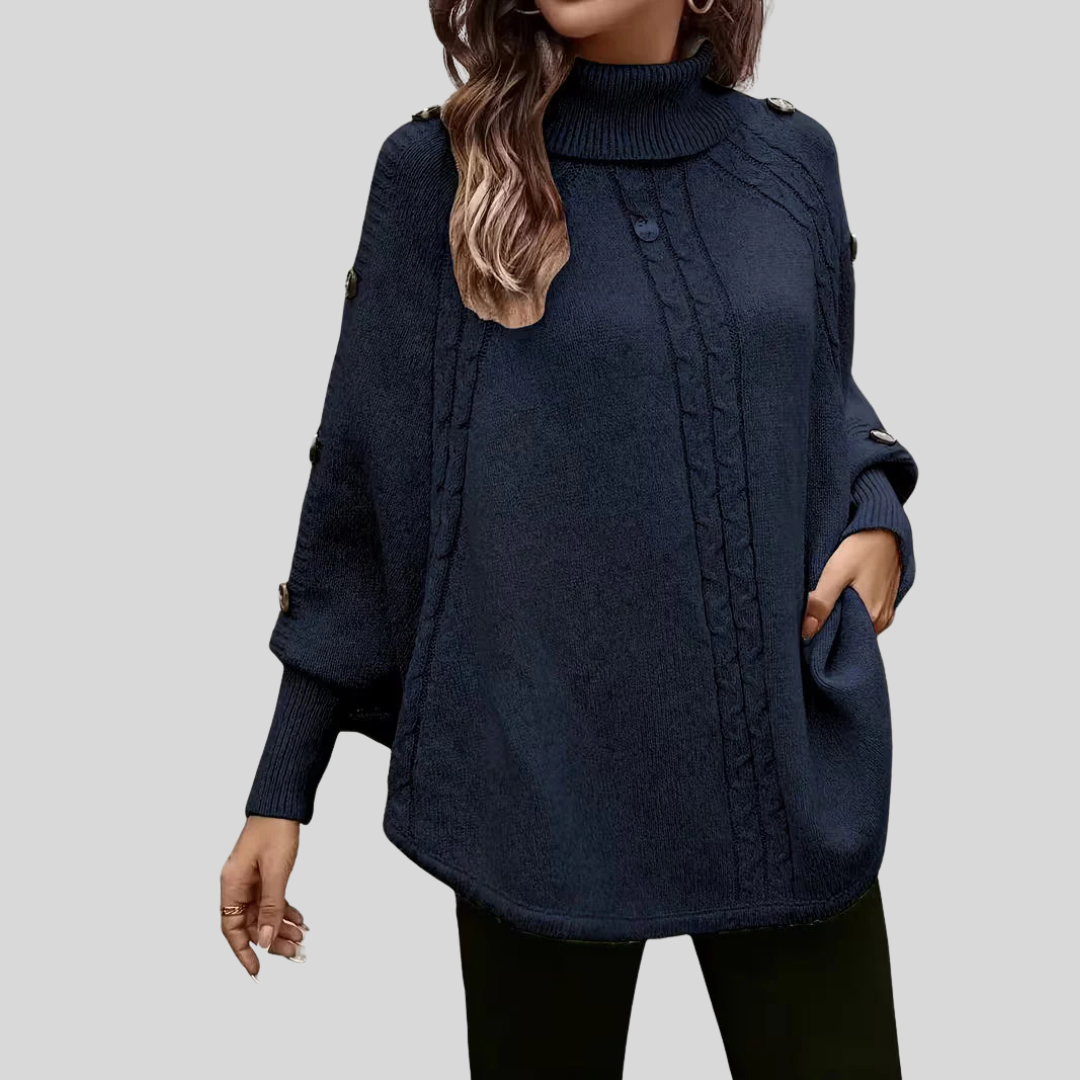 Hilda™ | Sweter w warkocze z wysokim kołnierzem