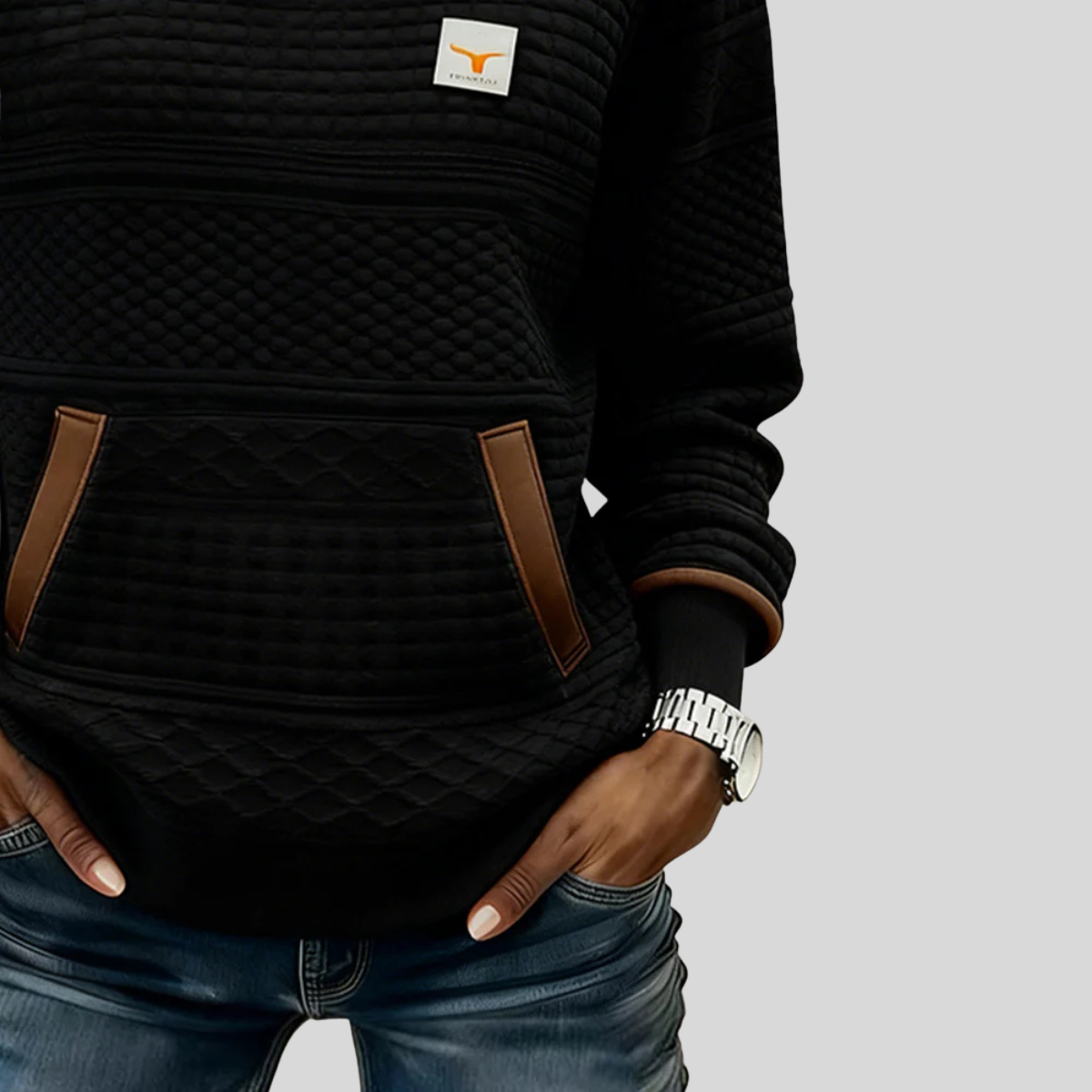Edwarda™ | Bluza w kolorowe bloki z kieszenią kangurką