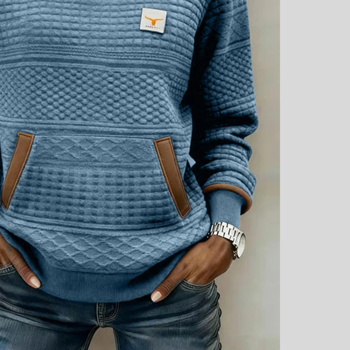 Edwarda™ | Bluza w kolorowe bloki z kieszenią kangurką