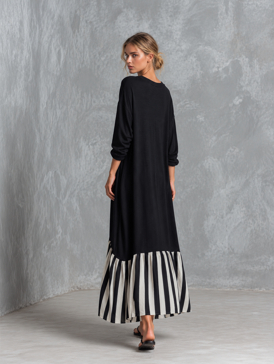 Sandra™ | Oversizowa sukienka maxi w paski patchwork