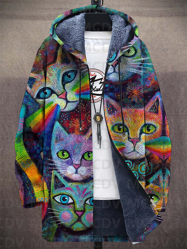 Rena™ | Artystyczny kardigan z kapturem w kolorową mozaikę