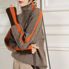 Aurelia™ | Elegancki sweter z golfem i kontrastowymi paskami