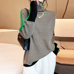Aurelia™ | Elegancki sweter z golfem i kontrastowymi paskami
