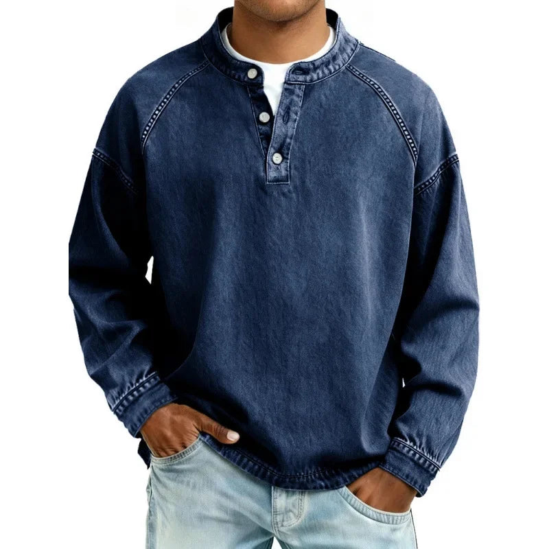Sylwester™ | Jeansowa koszula henley w stylu vintage