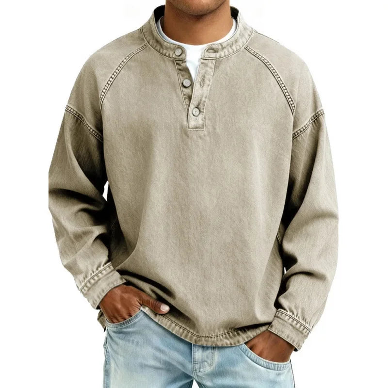 Sylwester™ | Jeansowa koszula henley w stylu vintage