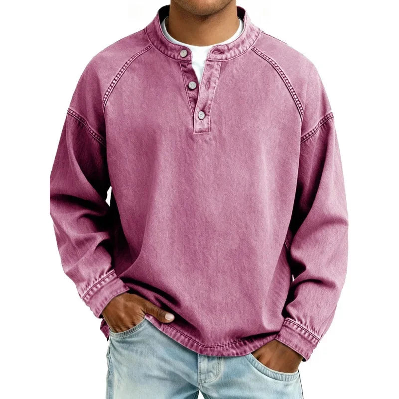 Sylwester™ | Jeansowa koszula henley w stylu vintage