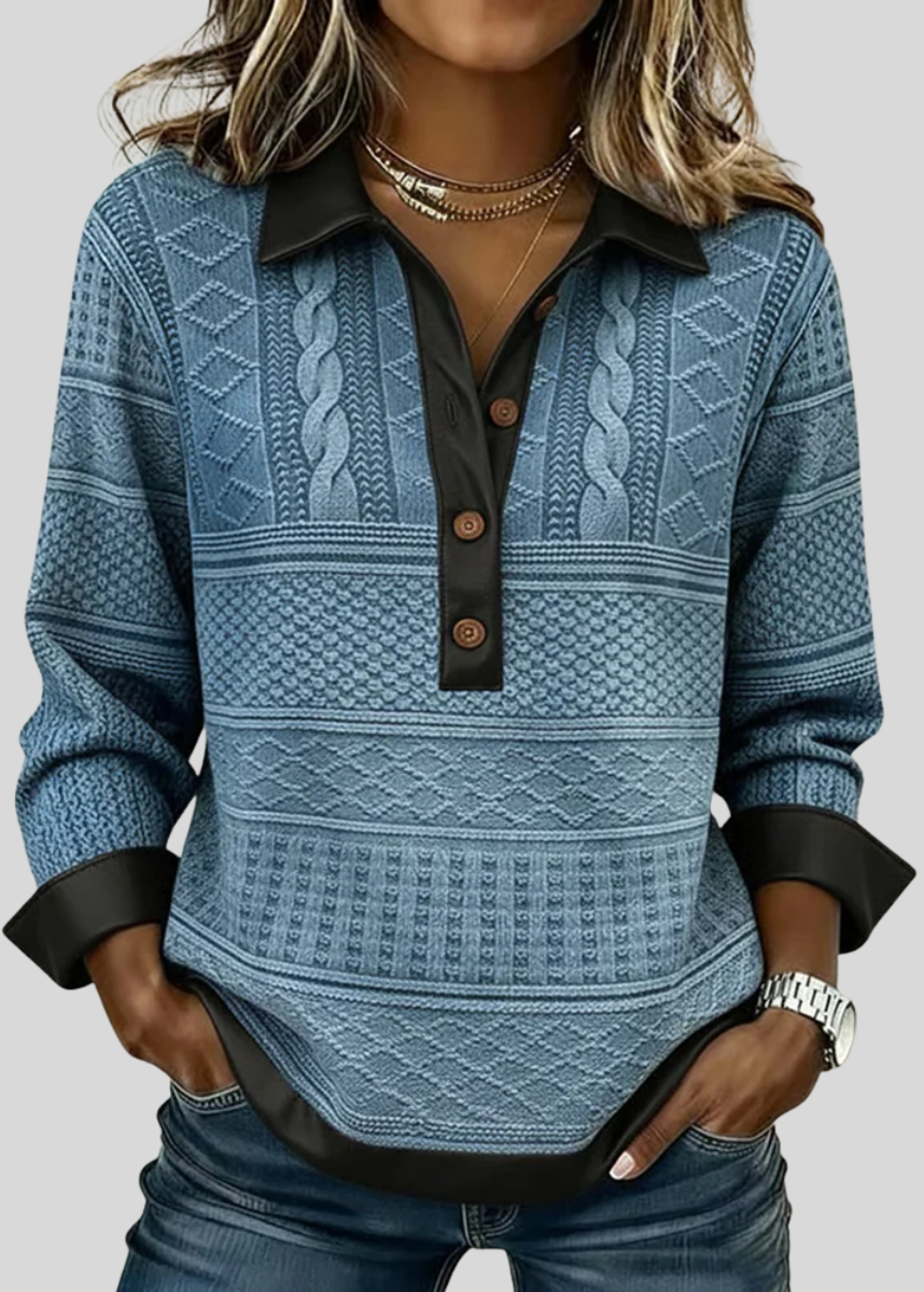 Wera™ | Bluza z kołnierzykiem i guzikami