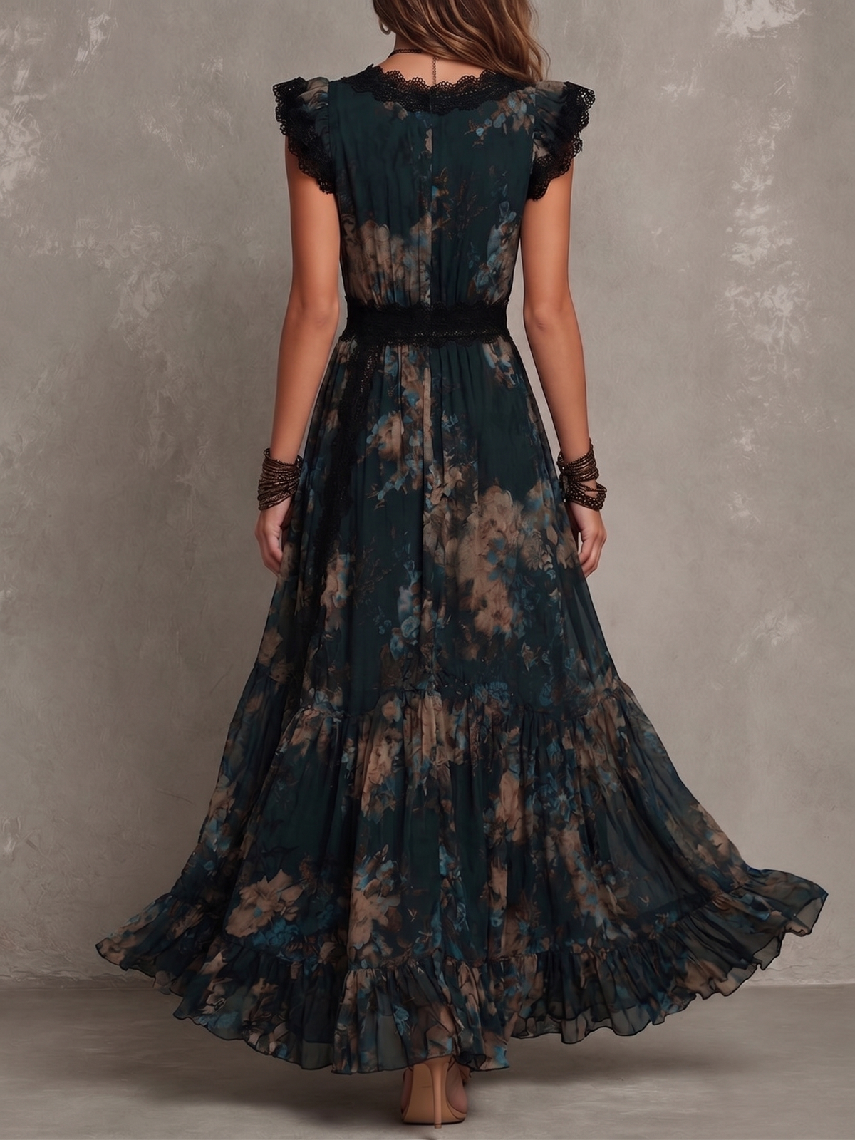 Gracja™ | Sukienka maxi vintage w kwiaty