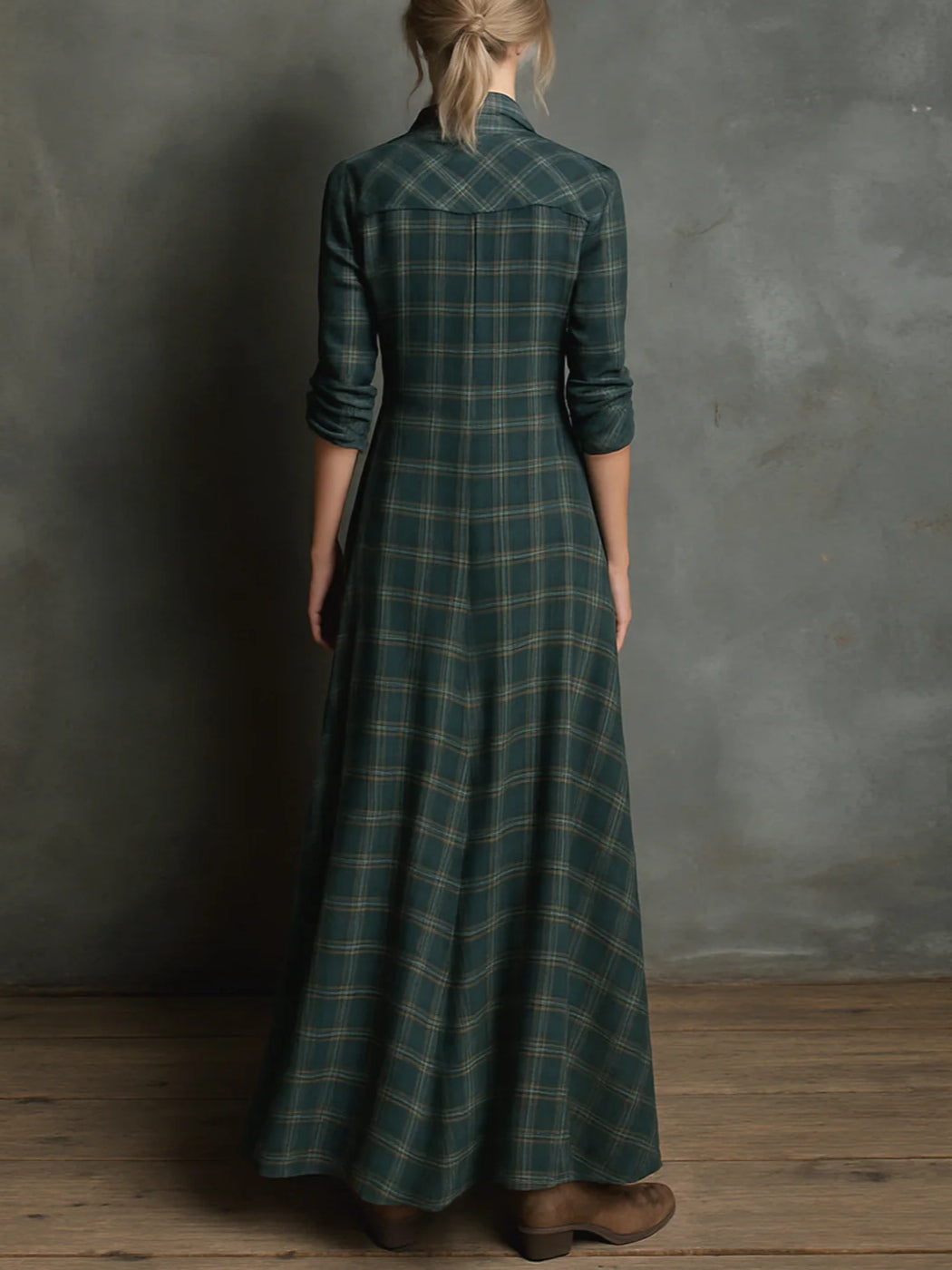 Petronela™ | Sukienka koszulowa maxi w kratę