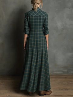 Petronela™ | Sukienka koszulowa maxi w kratę