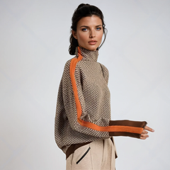 Aurelia™ | Elegancki sweter z golfem i kontrastowymi paskami