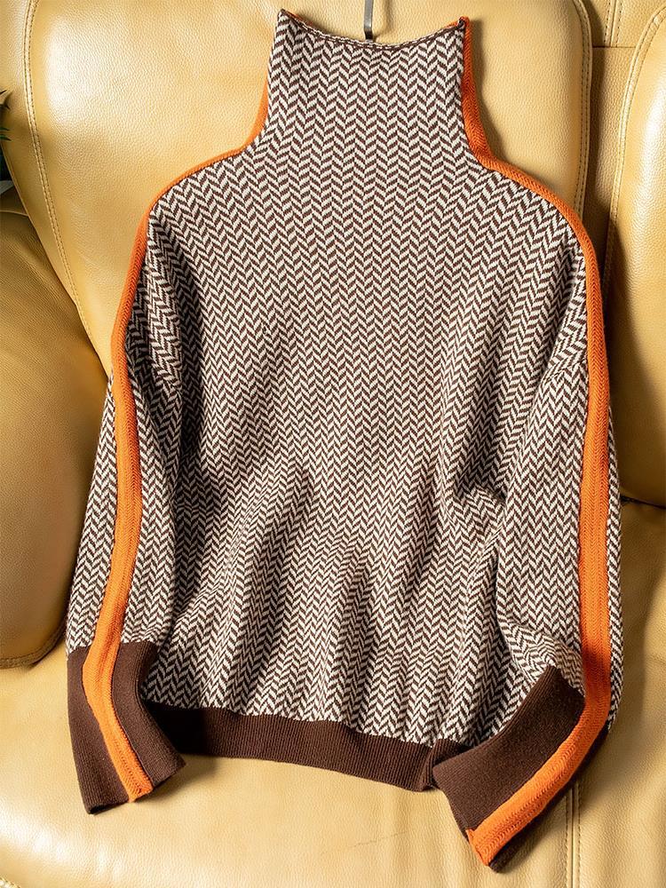 Aurelia™ | Elegancki sweter z golfem i kontrastowymi paskami