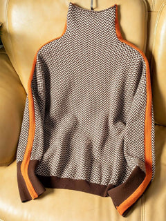Aurelia™ | Elegancki sweter z golfem i kontrastowymi paskami