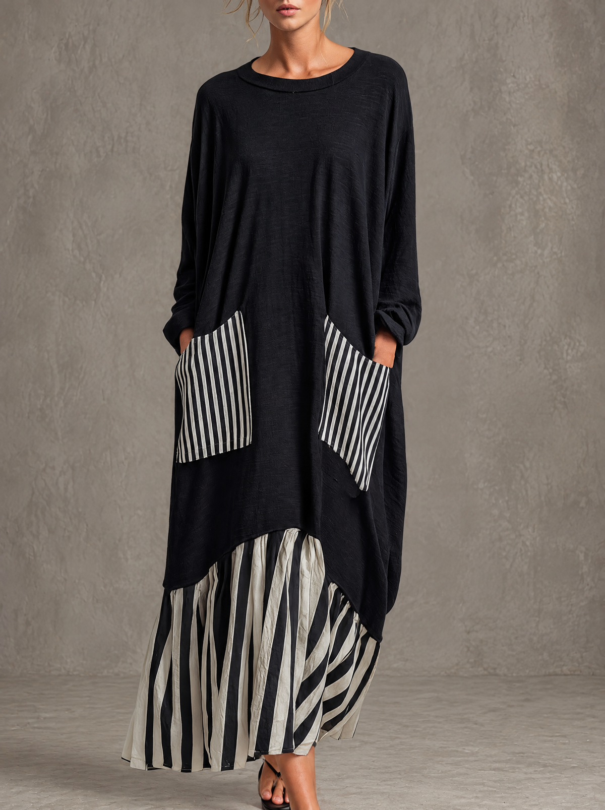 Sandra™ | Oversizowa sukienka maxi w paski patchwork