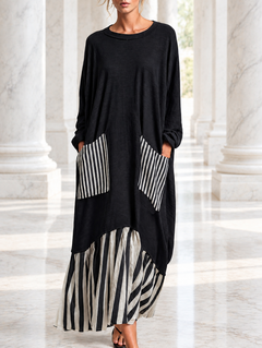 Sandra™ | Oversizowa sukienka maxi w paski patchwork