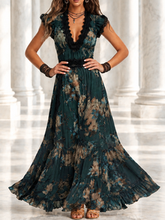 Gracja™ | Sukienka maxi vintage w kwiaty