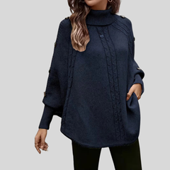Natasza™ | Sweter w warkocze z golfem i kieszeniami