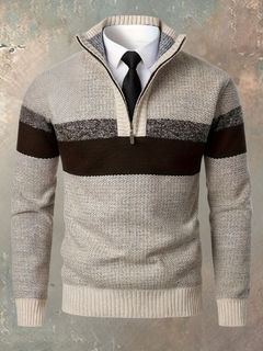 Marcin™ | Sweter z zamkiem do połowy i kolorowymi blokami