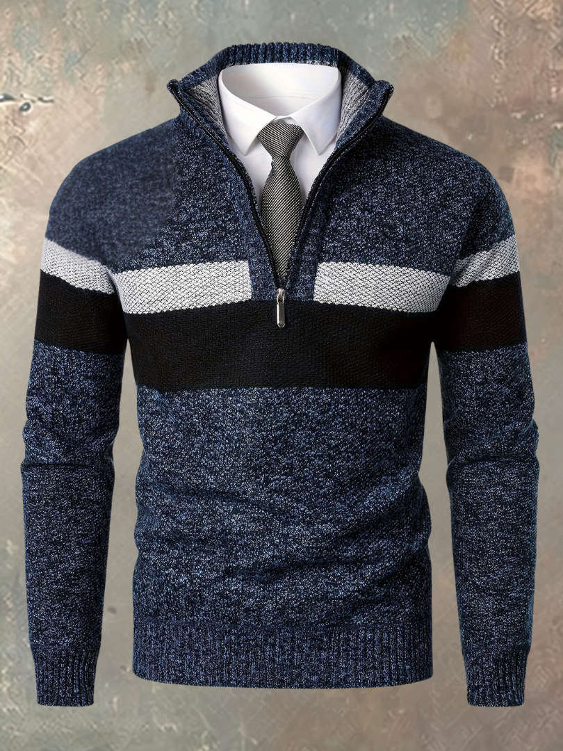 Marcin™ | Sweter z zamkiem do połowy i kolorowymi blokami