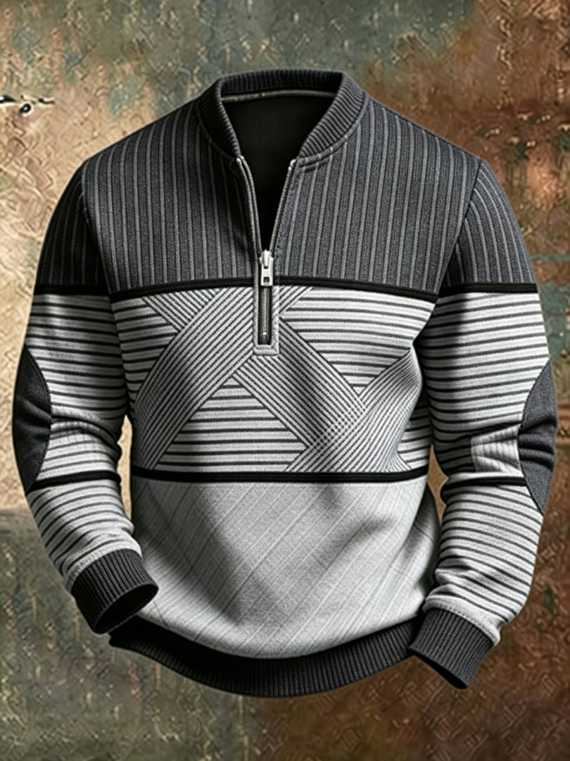 Wiktor™ | Sweter w bloki z zamkiem do połowy