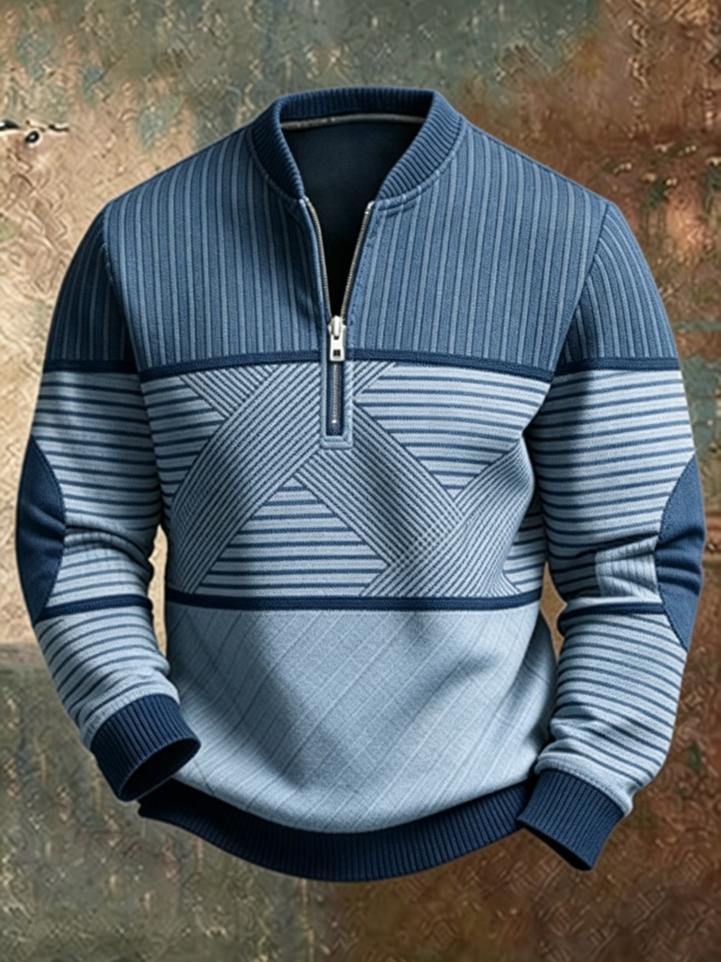 Wiktor™ | Sweter w bloki z zamkiem do połowy