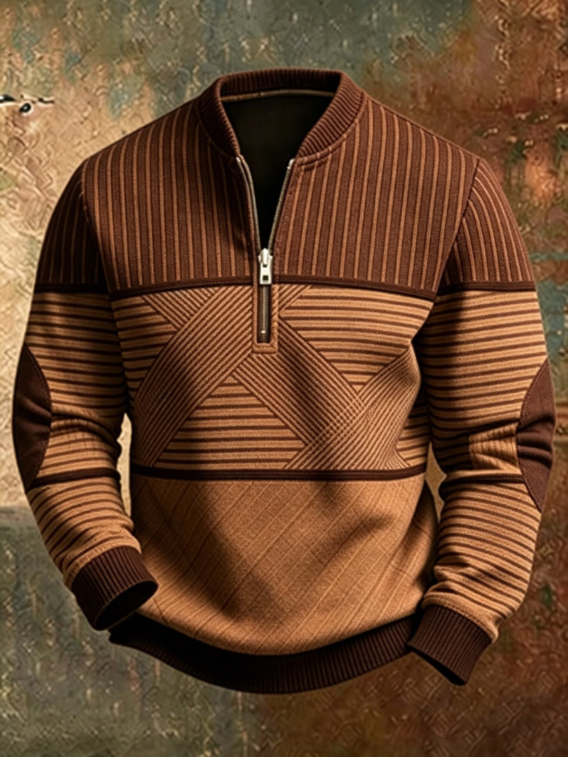 Wiktor™ | Sweter w bloki z zamkiem do połowy