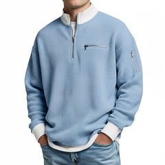Witold™ | Sweter o strukturze wafla z krótkim zamkiem